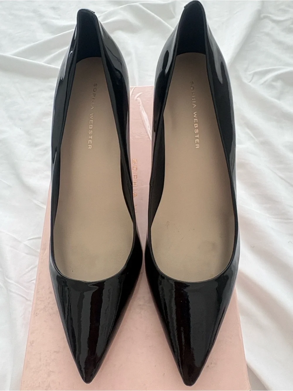 Sophia Webster Black Patent Pointed Toe Flats